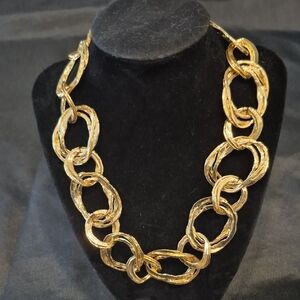 Kenneth Jay Lane KLJ Gold Link Chunky Statement Necklace